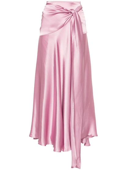 Wraparound Satin Midi Skirt