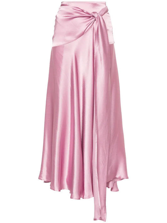 Wraparound Satin Midi Skirt