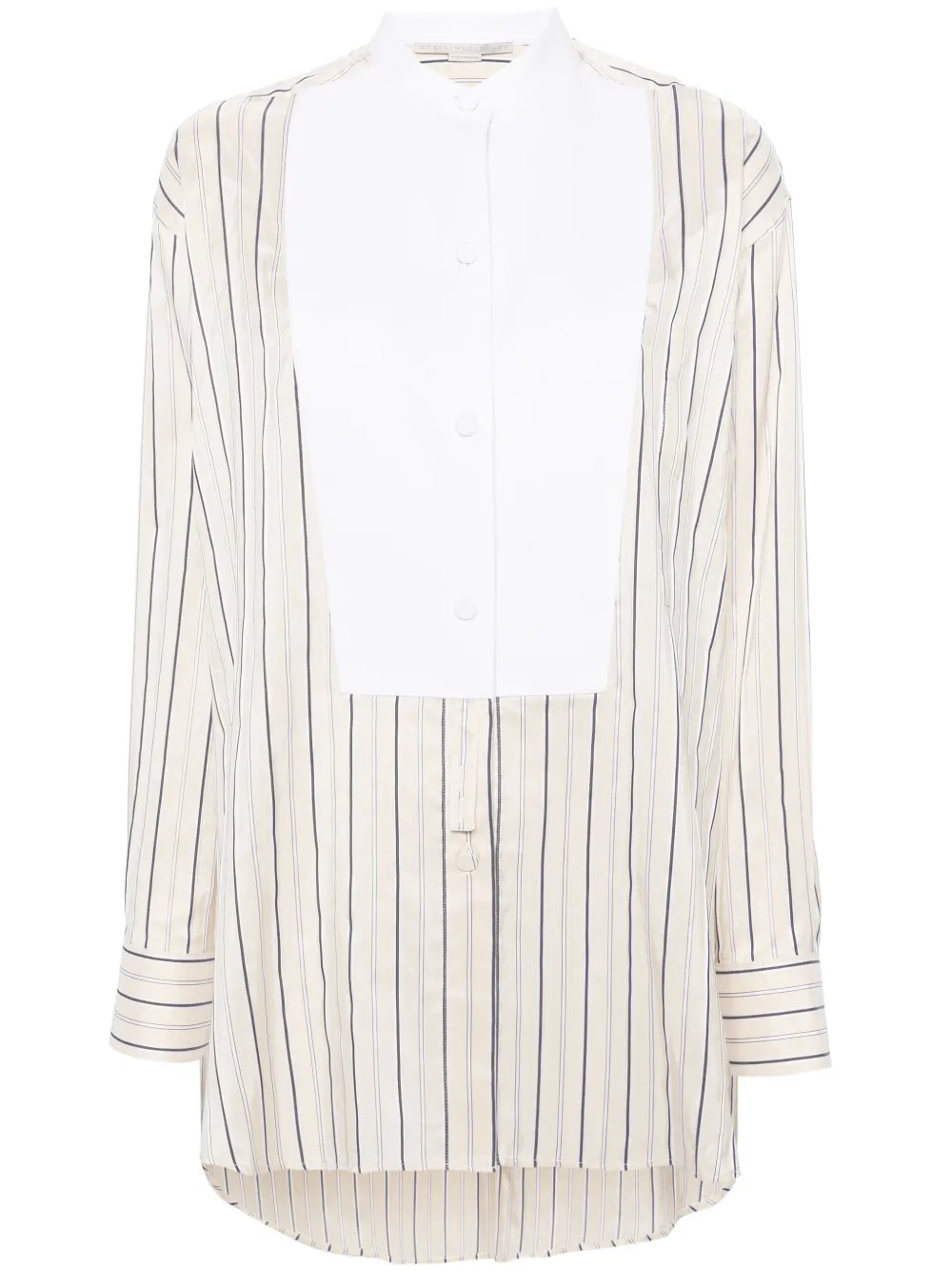 Contrasting-Panel Striped Shirt