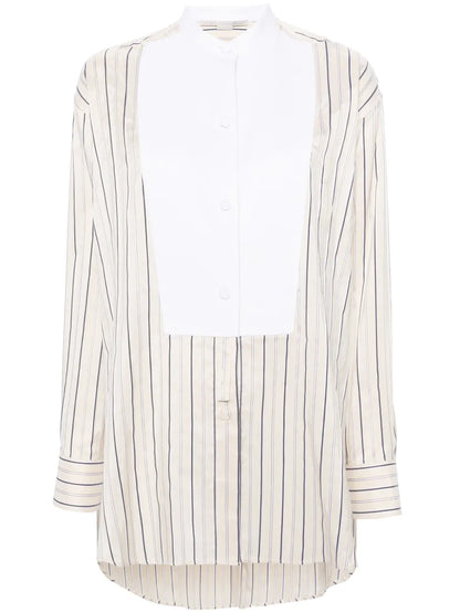 Contrasting-Panel Striped Shirt