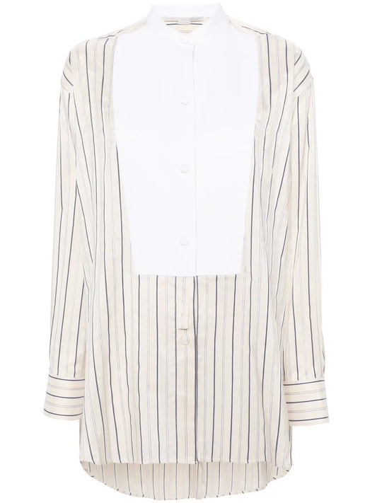 Contrasting-Panel Striped Shirt