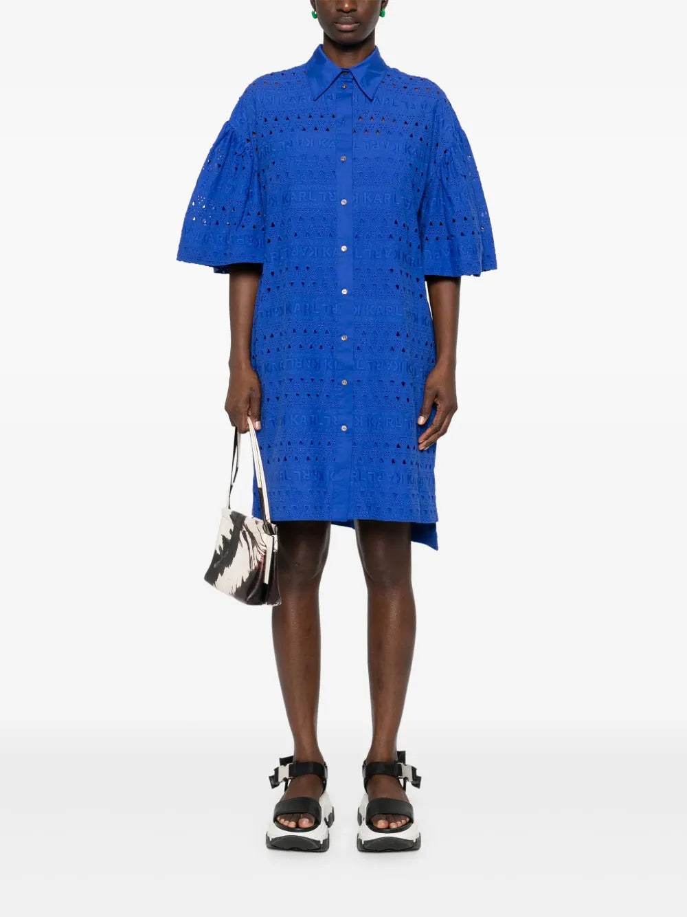 Embroidered-Design Shirt Dress