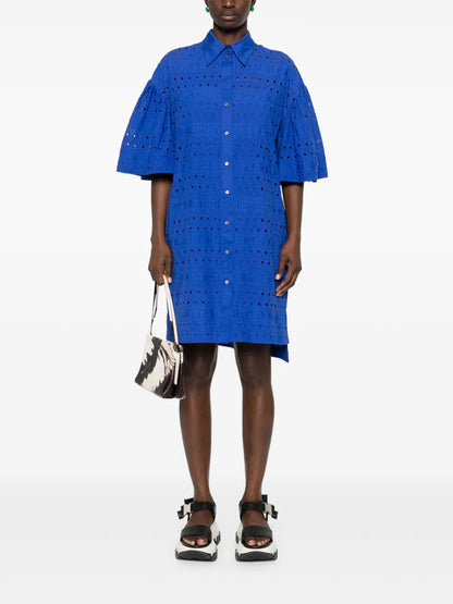 Embroidered-Design Shirt Dress