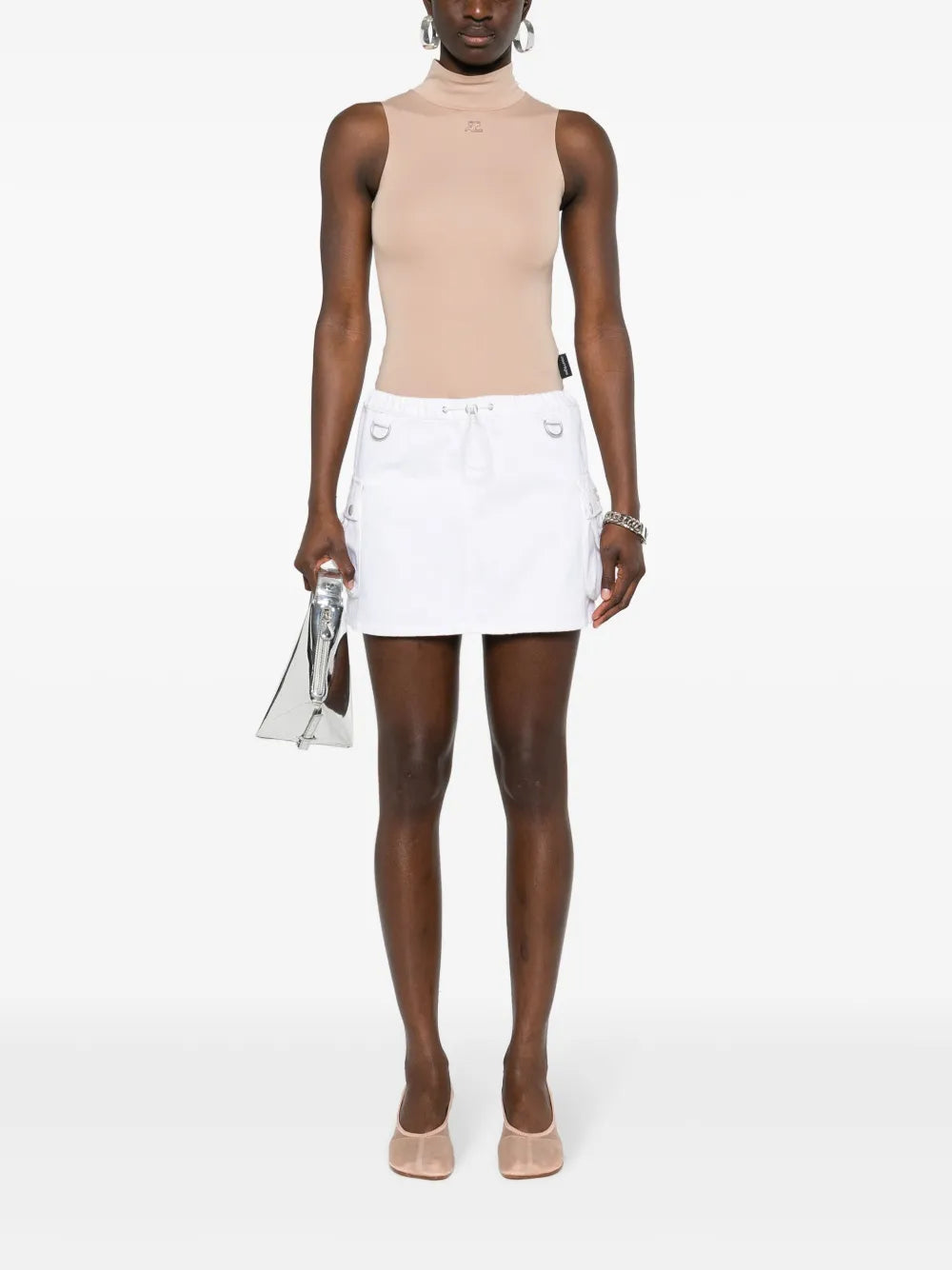 Denim Cargo Mini Skirt