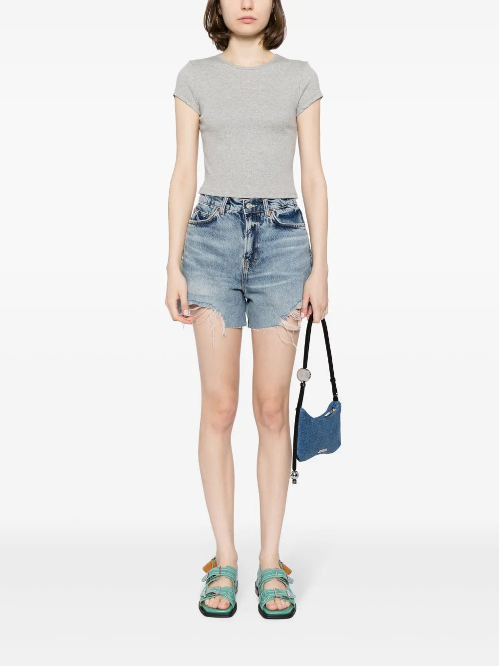 Acid-Wash Denim Shorts
