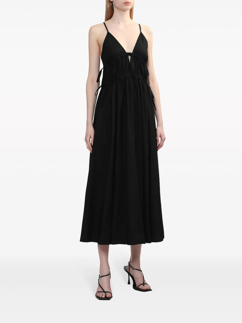 Miranda Tie-Detail Cotton Midi Dress