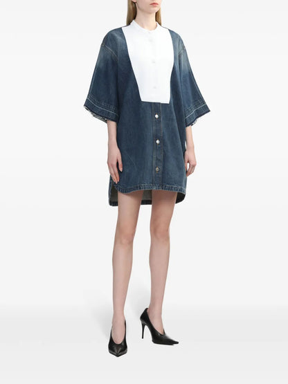 Cotton Short-Sleeve Tunic Dress