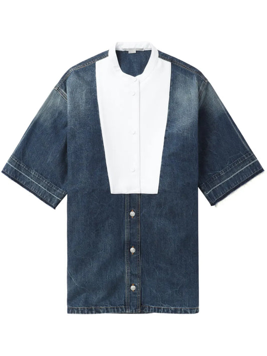 Cotton Short-Sleeve Tunic Dress