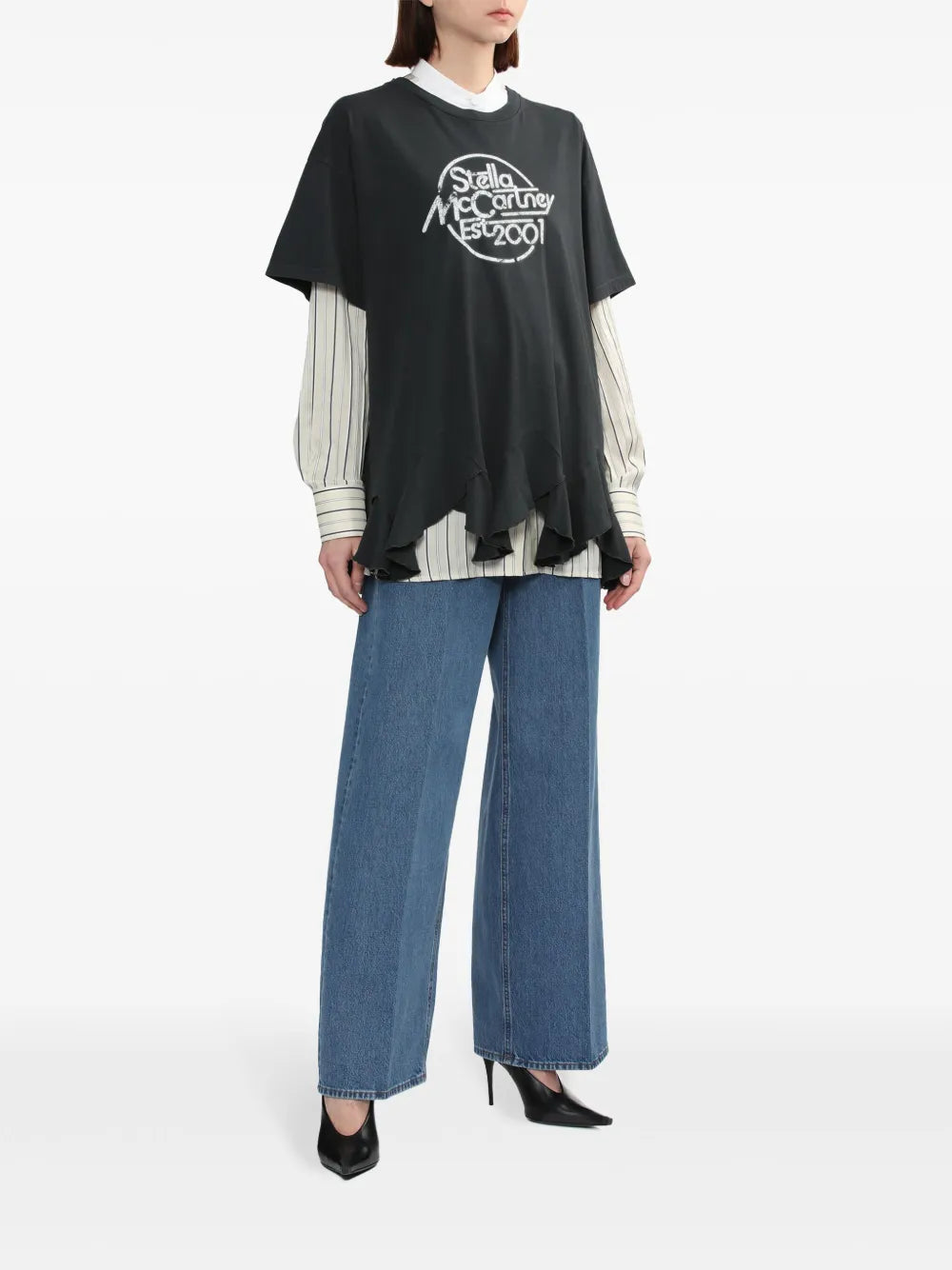 Logo-Print Ruffle-Hem T-Shirt