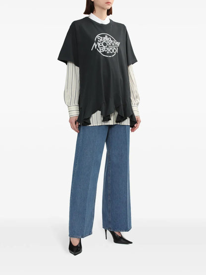 Logo-Print Ruffle-Hem T-Shirt