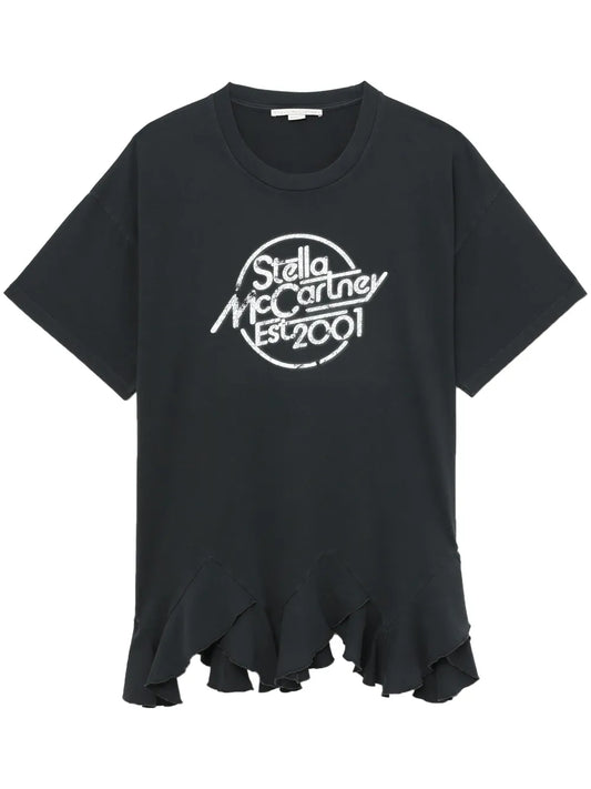 Logo-Print Ruffle-Hem T-Shirt