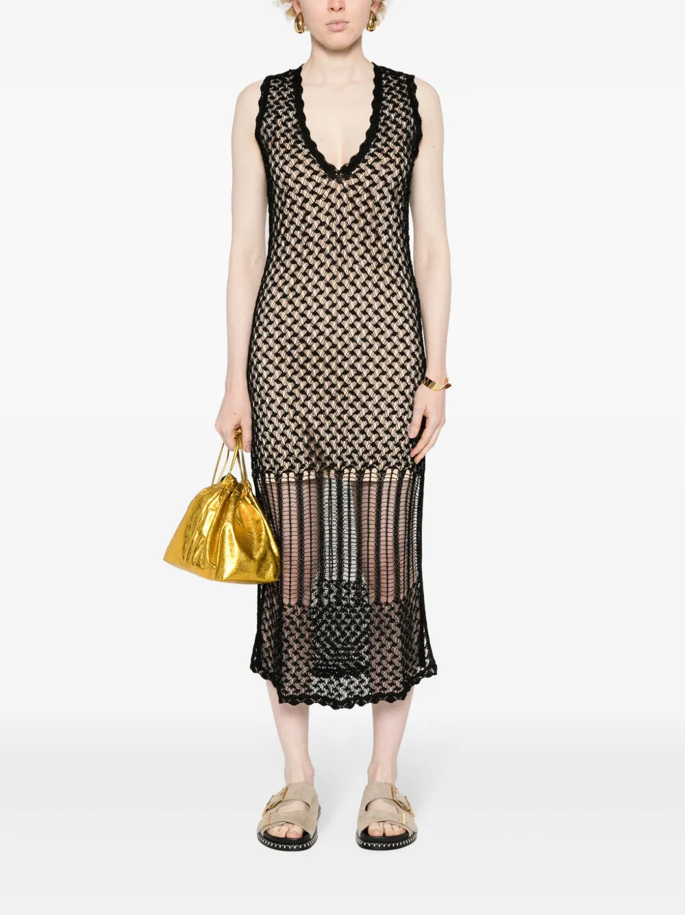 Open-Knit Midi Dress