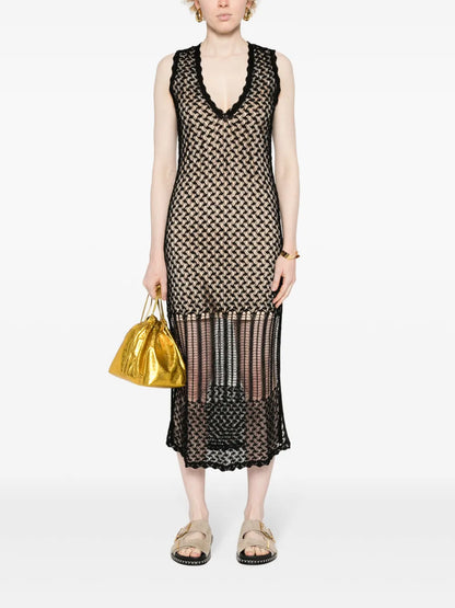 Open-Knit Midi Dress