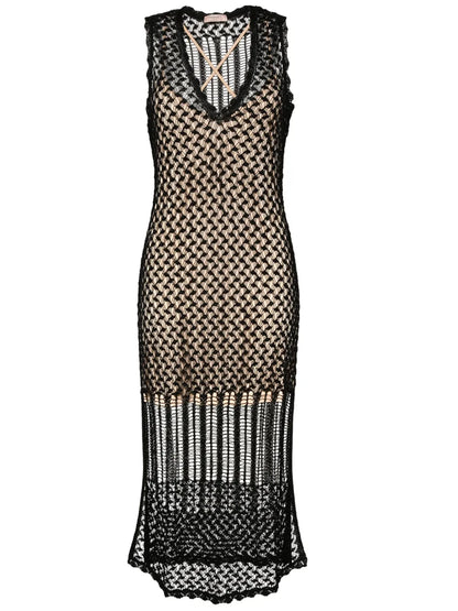 Open-Knit Midi Dress