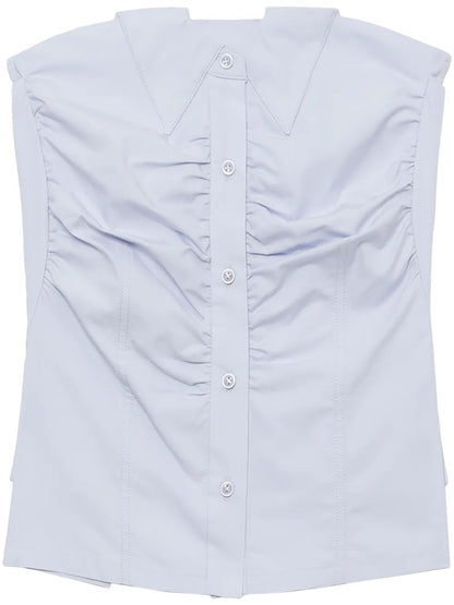 Button-Up Strapless Top
