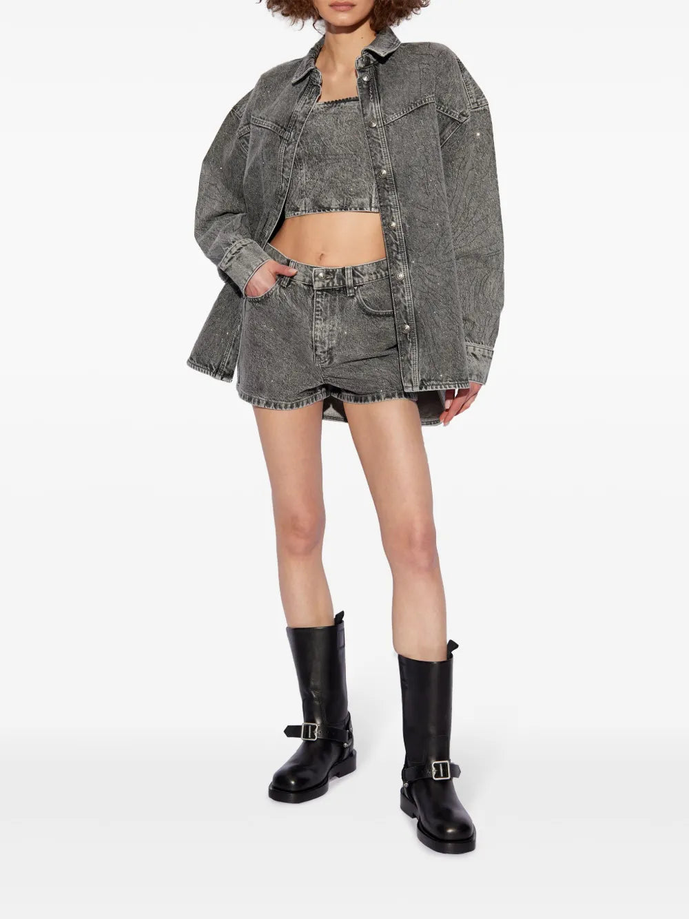 Acid-Wash Denim Shorts