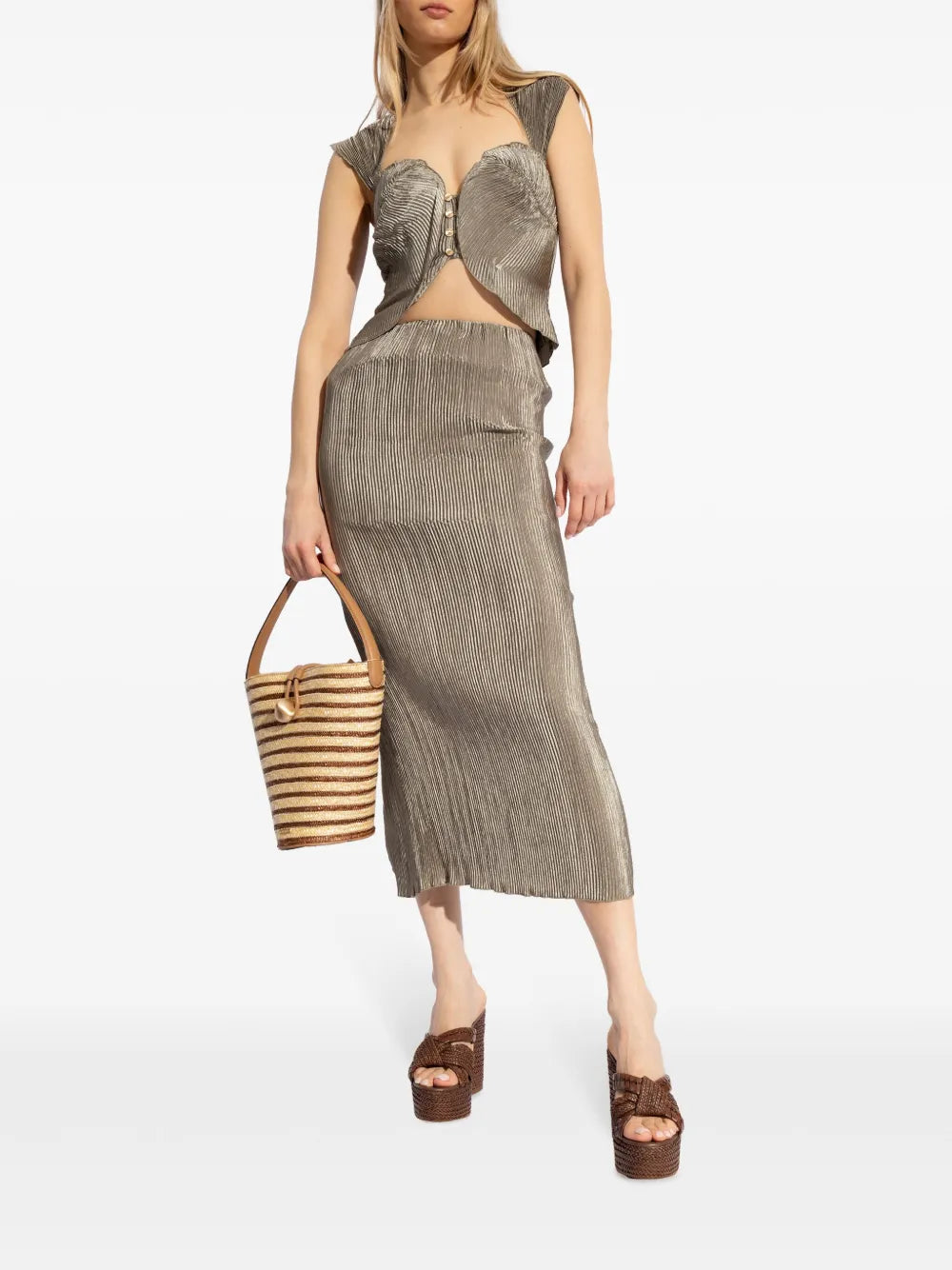 Milli Sweetheart-Neck Pleated Top