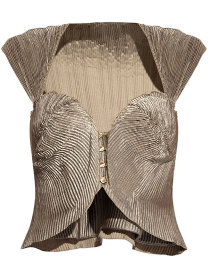 Milli Sweetheart-Neck Pleated Top