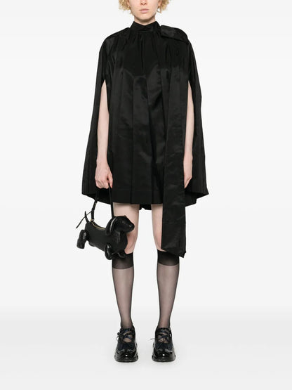 Bow-Detail Pleated Mini Dress