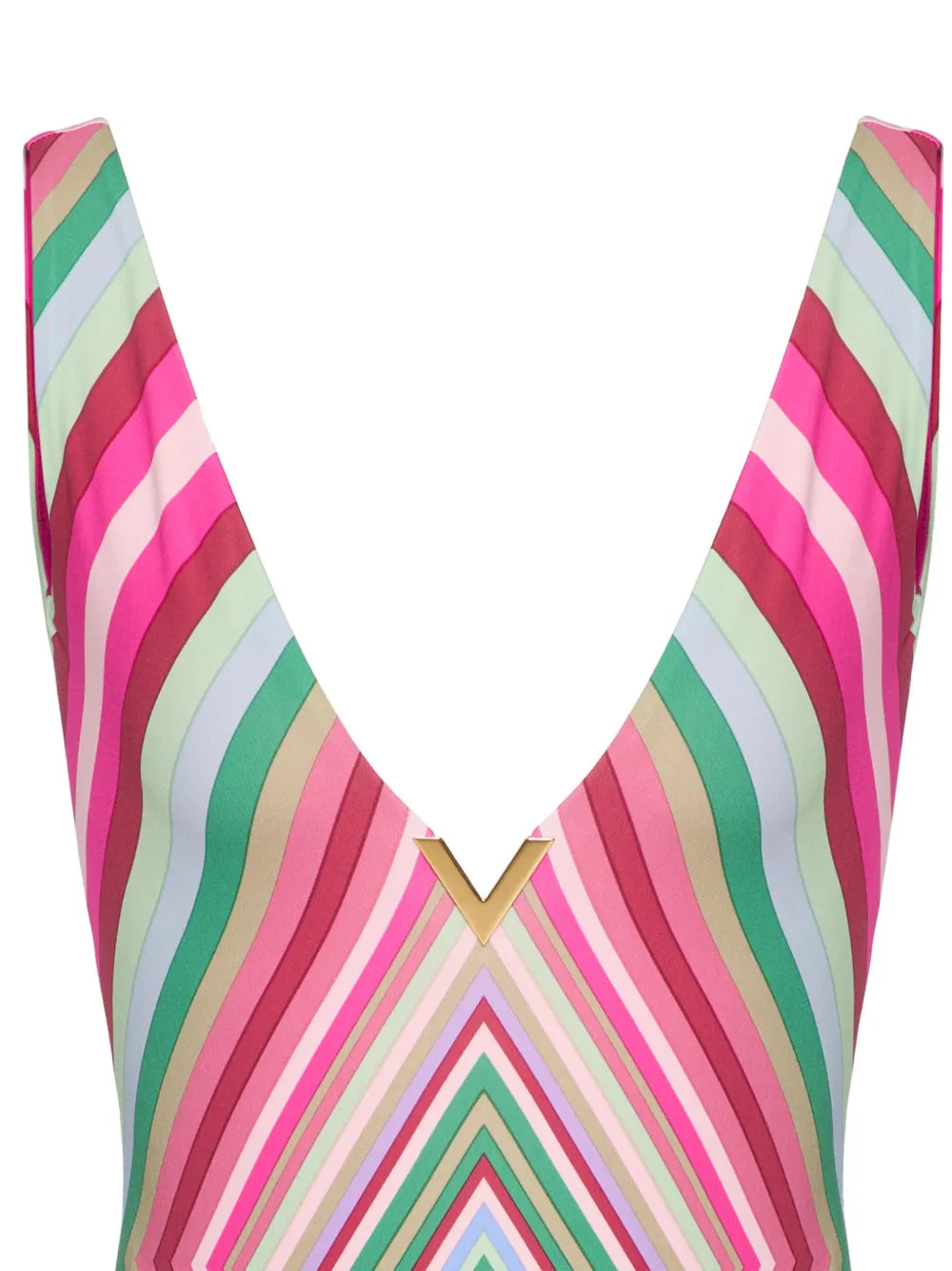 Geometric-Print V-Neck Swimsuit