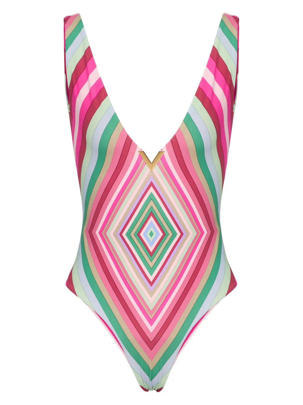 Geometric-Print V-Neck Swimsuit