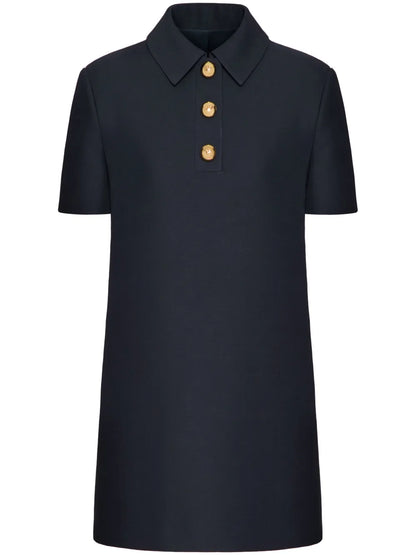 Short-Sleeve Polo-Collar Minidress