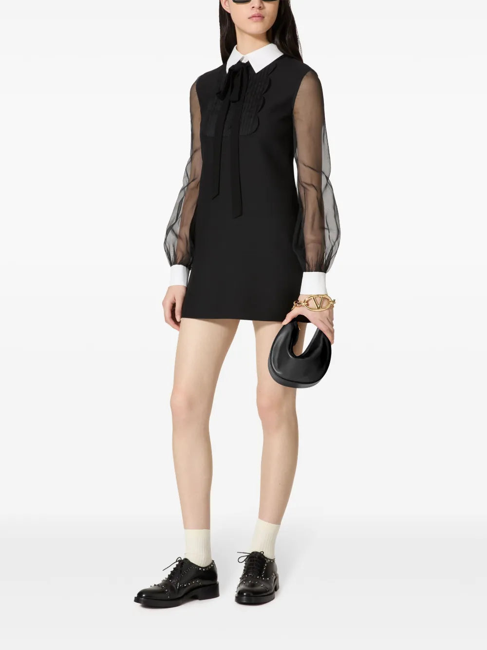 Sheer Sleeves Silk Dress