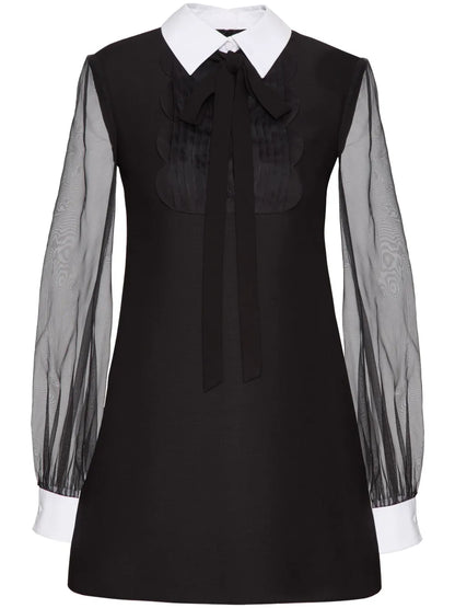 Sheer Sleeves Silk Dress