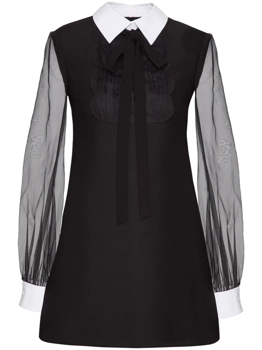 Sheer Sleeves Silk Dress