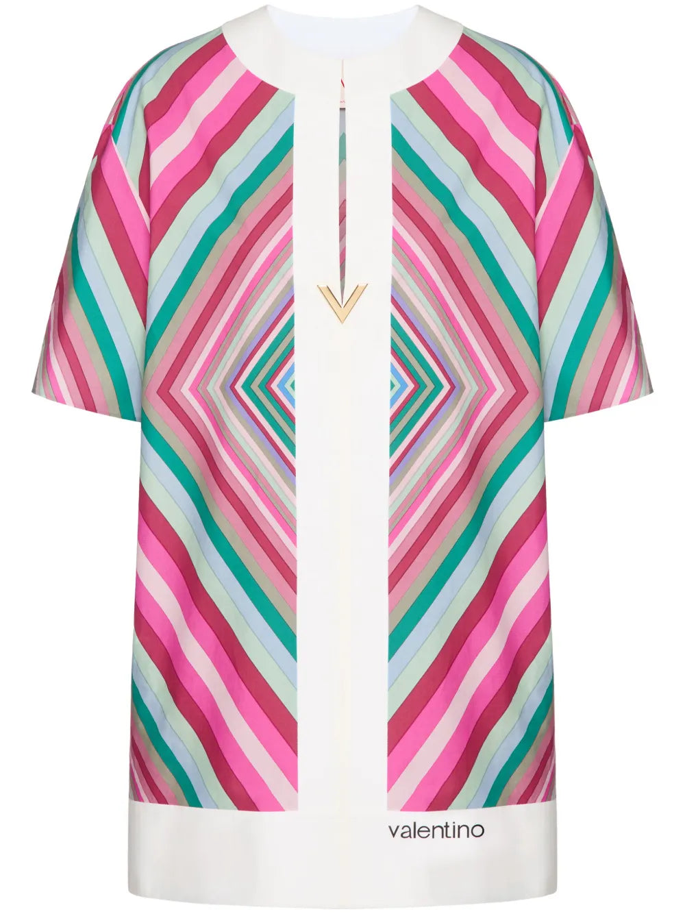 V-Plaque Geometric-Print Minidress