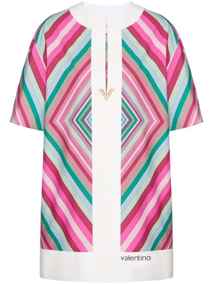 V-Plaque Geometric-Print Minidress