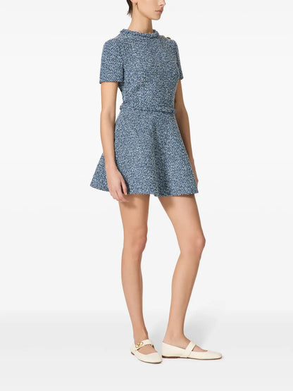 Short-Sleeve Tweed Minidress
