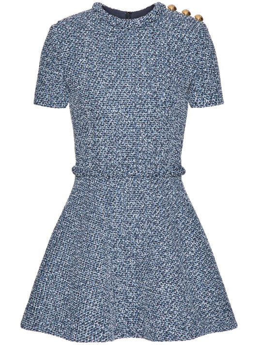 Short-Sleeve Tweed Minidress