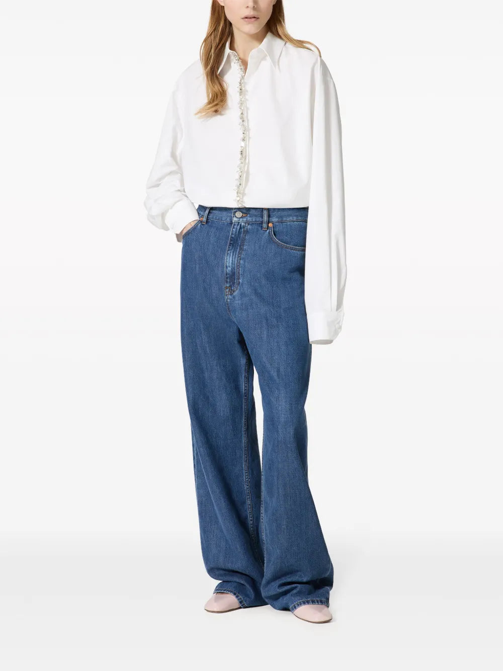 Crystal-Embellished Silk Shirt