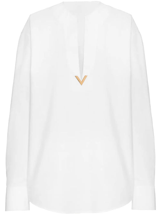 V Gold Poplin Top
