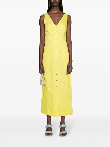V-Neck Cotton Maxi Dress