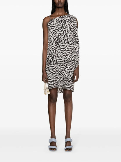 Elektrika-Print Draped Minidress