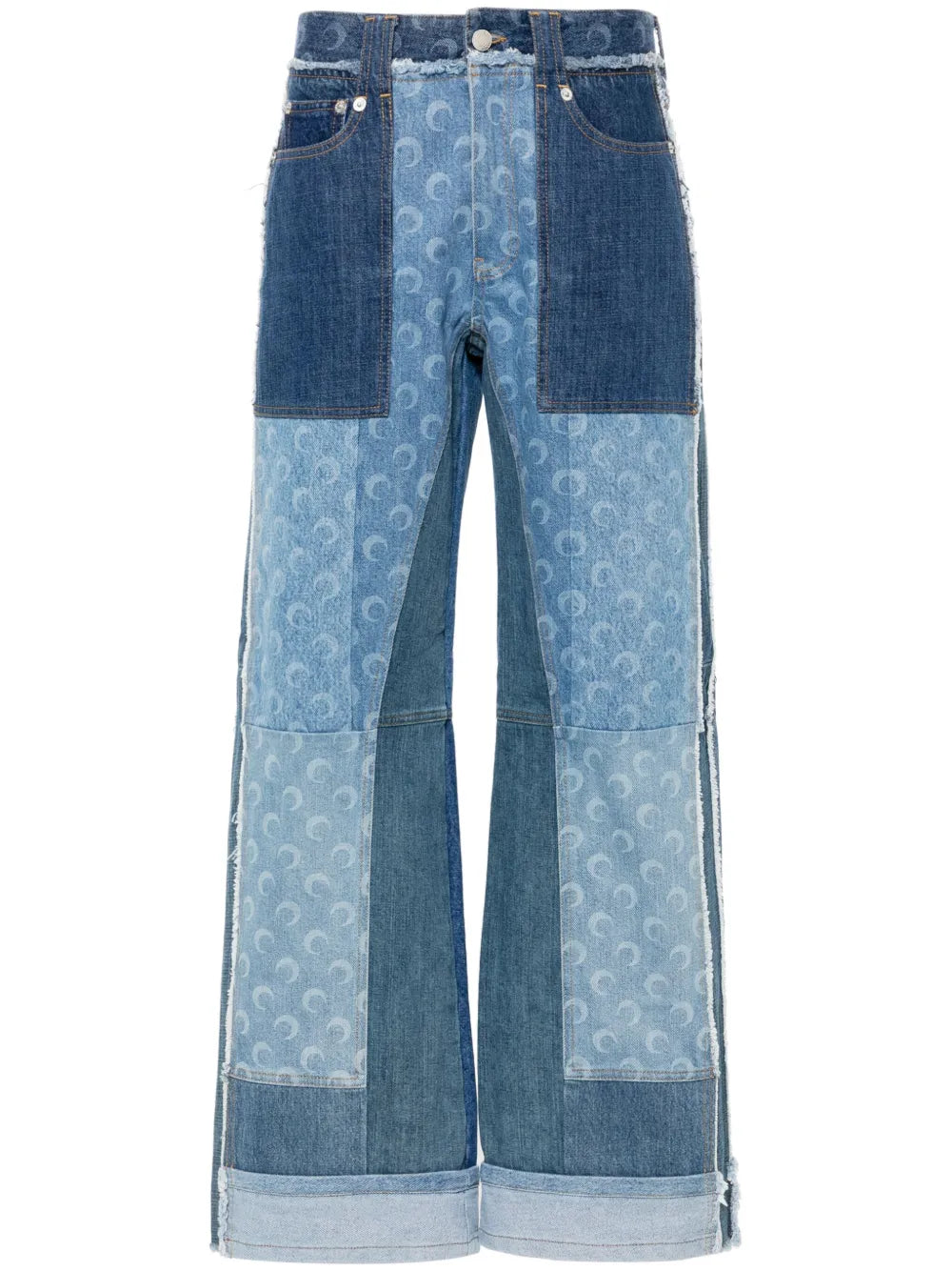 Patchwork Straight-Leg Jeans