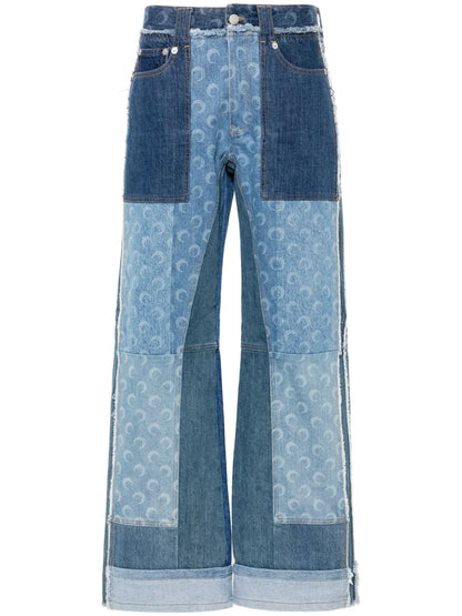 Patchwork Straight-Leg Jeans