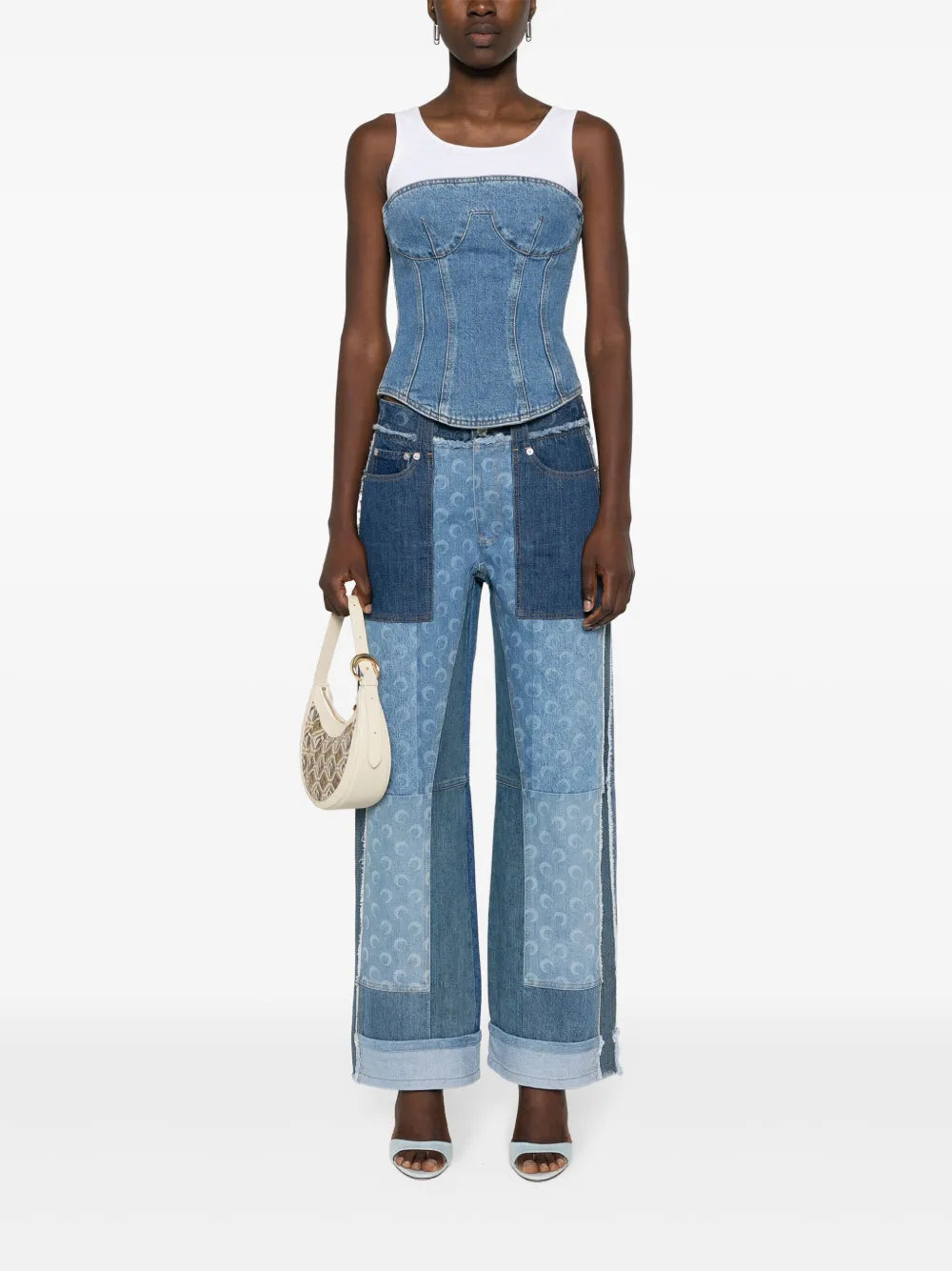 Patchwork Straight-Leg Jeans