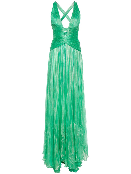 Lamé Plissé-Effect Gown