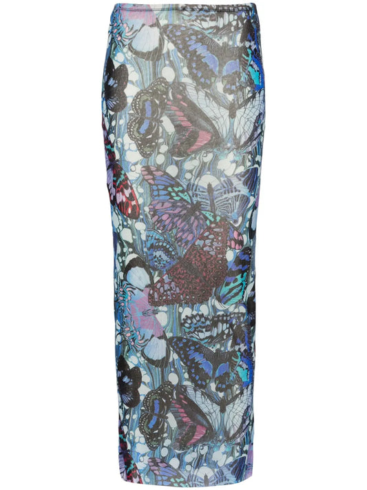 The Blue Butterfly Pencil Skirt
