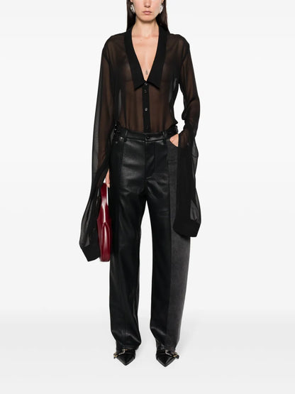 Extra-Long Sleeves Sheer Shirt