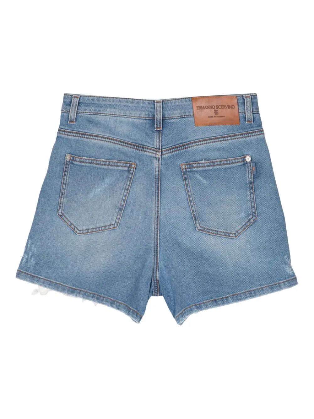 Lace-Panelling Denim Mini Shorts