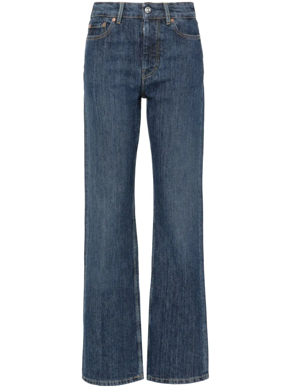 Linear Cut Straight-Leg Jeans