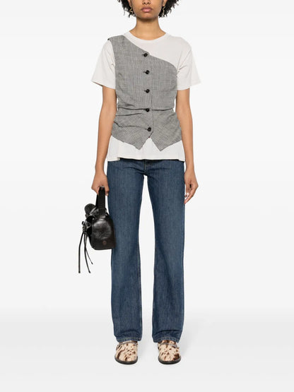 Linear Cut Straight-Leg Jeans