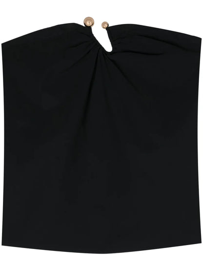 Gathered Ring-Detail Bandeau Top