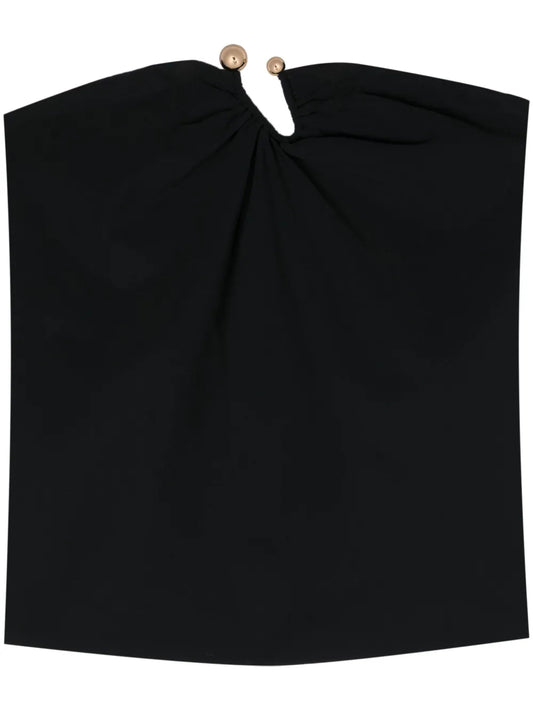 Gathered Ring-Detail Bandeau Top