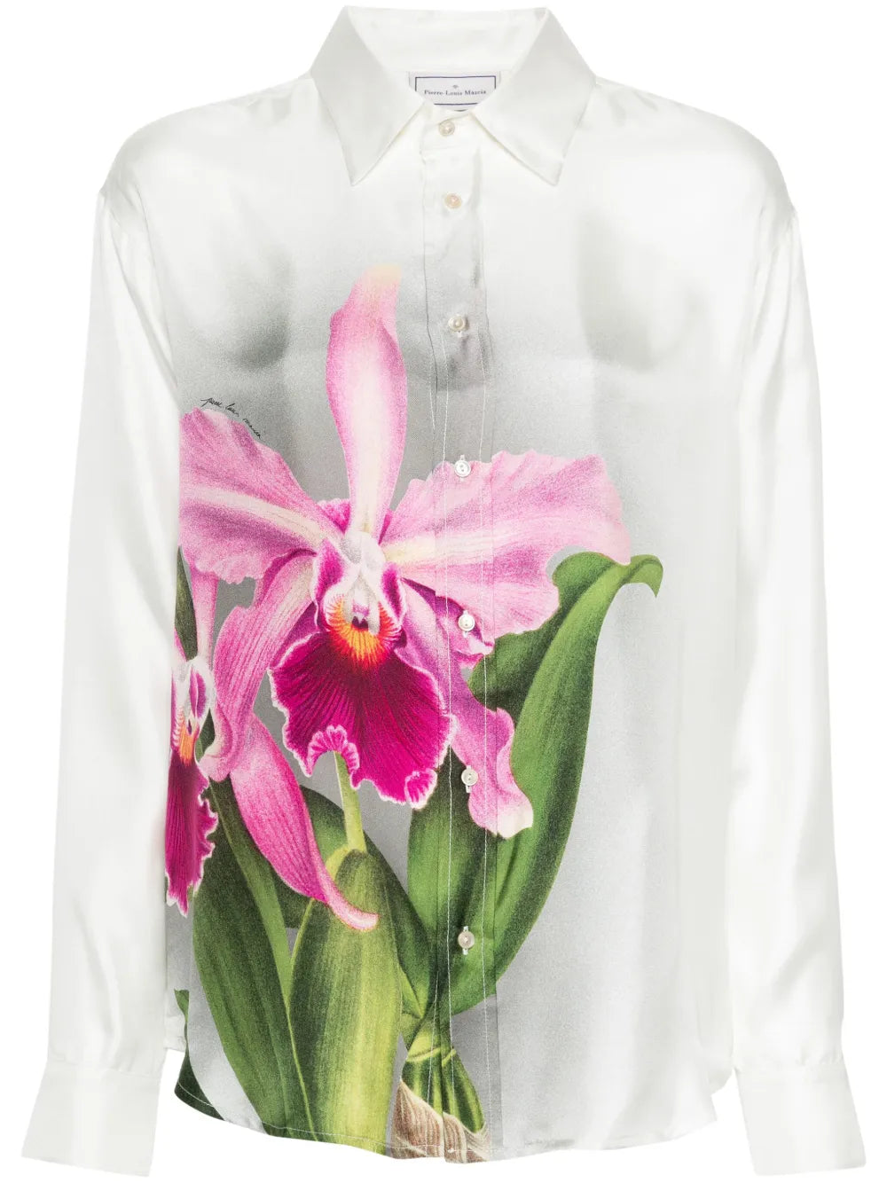 Aloe Orchid-Print Silk Shirt