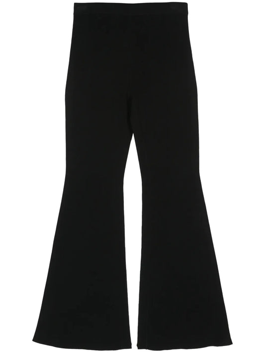 Ribbed-Knit Flared Trousers